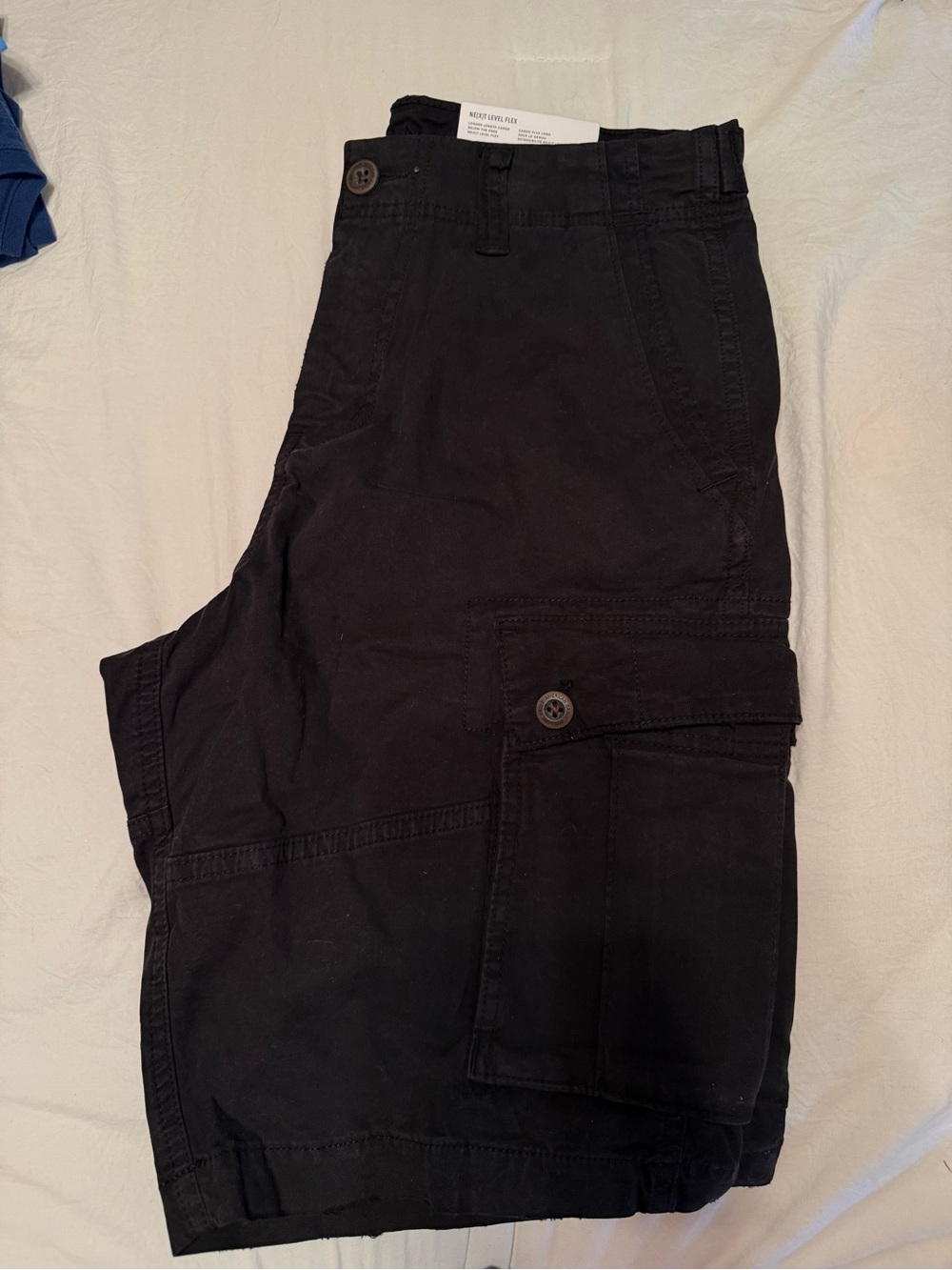 Black Cargo Shorts with Button Flap Pocket